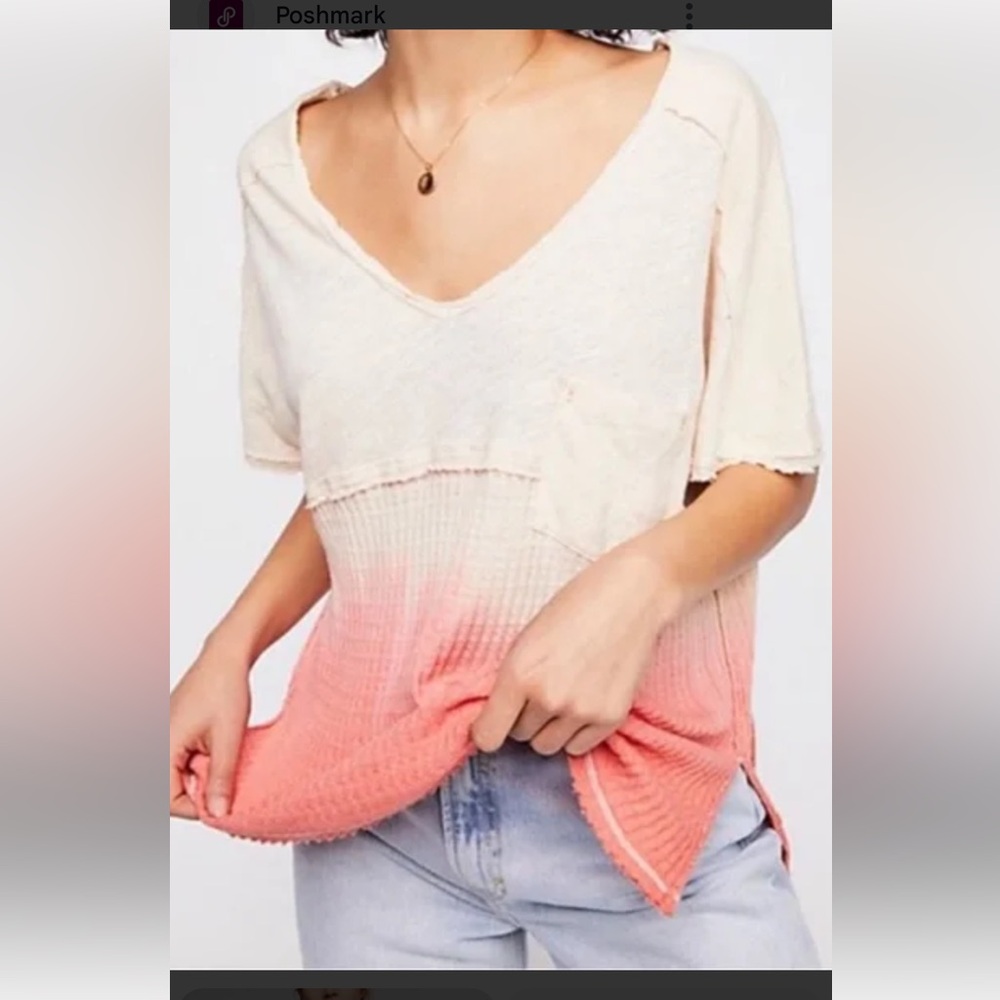 FREE PEOPLE WE THE FREE SUN DIAL TEE OMBRÉ LOOSE POCKET SIZE SMALL - Picture 3 of 14
